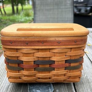 1994 shades of autumn Longaberger recipe basket w protector and recipe cards